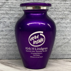 Customer Gallery - Dead Inside Keepsake Urn - Purple Luster
