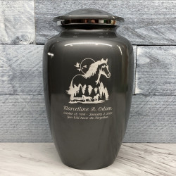 Customer Gallery - Horse Landscape Cremation Urn - Gunmetal Gray