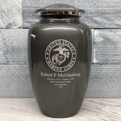 Customer Gallery - Marine Corps Cremation Urn - Gunmetal Gray