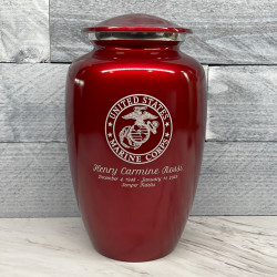 Customer Gallery - Marine Corps Cremation Urn - Ruby Red