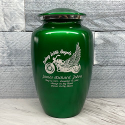 Customer Gallery - Riding with Angels Motorcycle Cremation Urn - Shamrock Green