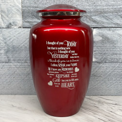 Customer Gallery - I Thought Of You Today Cremation Urn - Ruby Red