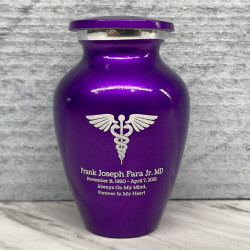 Customer Gallery - Caduceus Keepsake Urn - Purple Luster
