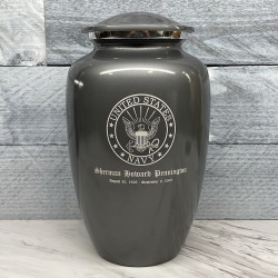 Customer Gallery - Navy Cremation Urn - Gunmetal Gray