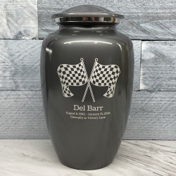 Customer Gallery - Race Checkered Flag Cremation Urn - Gunmetal Gray