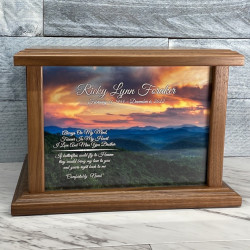 Customer Gallery - Mountain Sunset Cremation Urn - Prestige Walnut