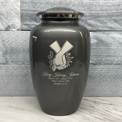 Customer Gallery - Marijuana Holding Hands Cremation Urn - Gunmetal Gray