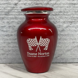 Customer Gallery - Race Checkered Flag Keepsake Urn - Ruby Red