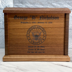 Customer Gallery - Navy Cremation Urn - Signature Walnut