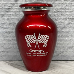 Customer Gallery - Race Checkered Flag Keepsake Urn - Ruby Red