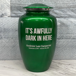 Customer Gallery - It's Awfully Dark In Here Cremation Urn - Shamrock Green