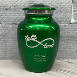 Customer Gallery - Small Infinite Love Pet Cremation Urn - Shamrock Green