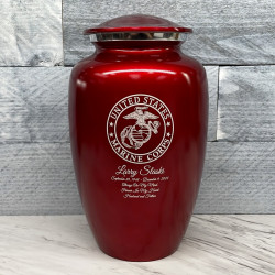 Customer Gallery - Marine Corps Cremation Urn - Ruby Red