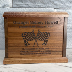 Customer Gallery - Checkered Flag Cremation Urn - Signature Walnut