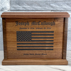 Customer Gallery - American Flag Cremation Urn - Signature Walnut