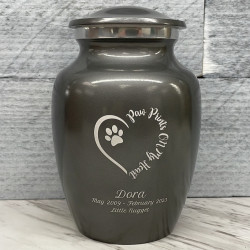 Customer Gallery - Small Paw Prints On My Heart Pet Cremation Urn - Gunmetal Gray