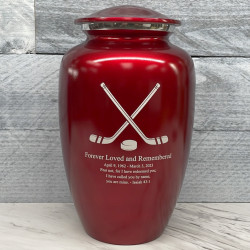 Customer Gallery - Hockey Sticks Cremation Urn - Ruby Red