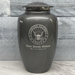 Customer Gallery - Navy Cremation Urn - Gunmetal Gray