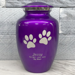 Customer Gallery - Large Pawprints Pet Cremation Urn - Purple Luster