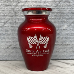 Customer Gallery - Race Checkered Flag Keepsake Urn - Ruby Red