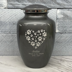 Customer Gallery - Large Pawprint Heart Pet Cremation Urn - Gunmetal Gray