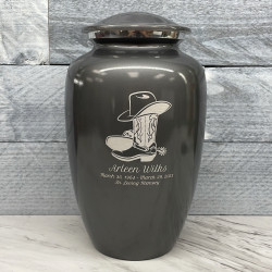 Customer Gallery - Cowboy Boots Cremation Urn - Gunmetal Gray