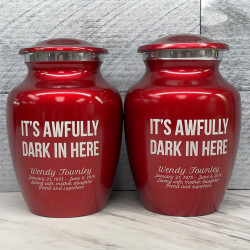 Customer Gallery - It's Awfully Dark In Here Sharing Urn - Ruby Red