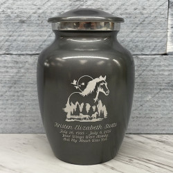 Customer Gallery - Horse Landscape Sharing Urn - Gunmetal Gray