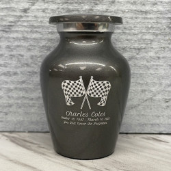 Customer Gallery - Race Checkered Flag Keepsake Urn - Gunmetal Gray