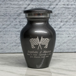 Customer Gallery - Race Checkered Flag Keepsake Urn - Gunmetal Gray