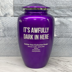 Customer Gallery - It's Awfully Dark In Here Cremation Urn - Purple Luster
