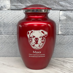 Customer Gallery - Large English Bulldog Dog Cremation Urn - Ruby Red