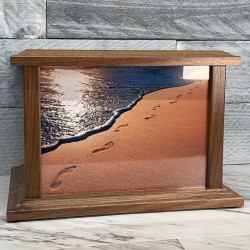Customer Gallery - Footprints in the Sand II Cremation Urn - Prestige Walnut