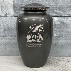 Customer Gallery - Horse Landscape Cremation Urn - Gunmetal Gray