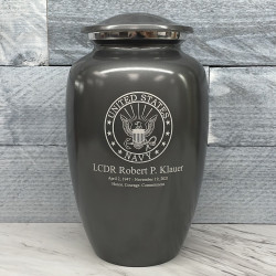 Customer Gallery - Navy Cremation Urn - Gunmetal Gray
