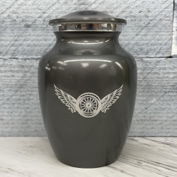 Customer Gallery - Winged Wheel Sharing Urn - Gunmetal Gray