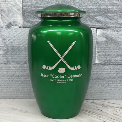 Customer Gallery - Hockey Sticks Cremation Urn - Shamrock Green