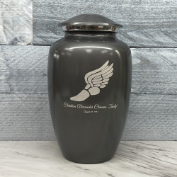 Customer Gallery - Winged Foot Running Cremation Urn - Gunmetal Gray