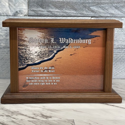 Customer Gallery - Footprints in the Sand II Cremation Urn - Prestige Walnut