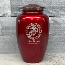 Customer Gallery - Marine Corps Cremation Urn - Ruby Red