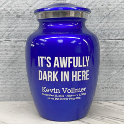 Customer Gallery - It's Awfully Dark In Here Sharing Urn - Midnight Blue