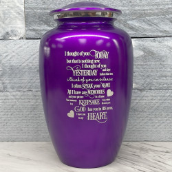 Customer Gallery - I Thought Of You Today Cremation Urn - Purple Luster