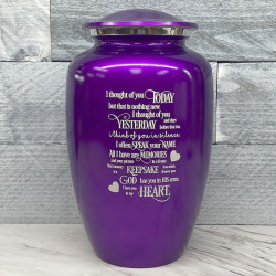 Customer Gallery - I Thought Of You Today Cremation Urn - Purple Luster