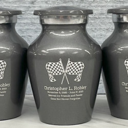 Customer Gallery - Race Checkered Flag Keepsake Urn - Gunmetal Gray