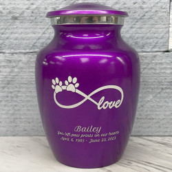 Customer Gallery - Small Infinite Love Pet Cremation Urn - Purple Luster