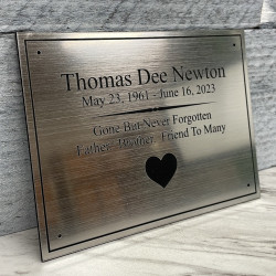 Customer Gallery - DIY Cremation Urn Plate - Brushed Silver - 5.75" w x 4.25" h