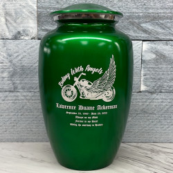 Customer Gallery - Riding with Angels Motorcycle Cremation Urn - Shamrock Green