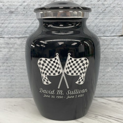 Customer Gallery - Race Checkered Flag Sharing Urn - Jet Black