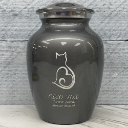 Customer Gallery - Cat Silhouette Cremation Urn - Gunmetal Gray