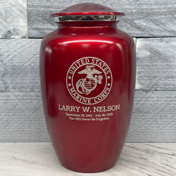 Customer Gallery - Marine Corps Cremation Urn - Ruby Red